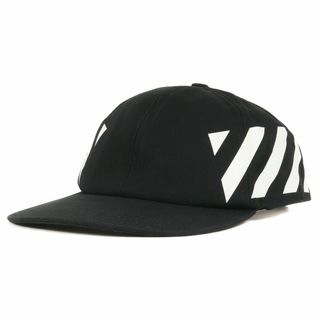 オフホワイト(OFF-WHITE)のOFF-WHITE オフホワイト キャップ 19AW アイコン プリント 6パネル キャップ DIAG BASEBALL CAP ブラック 黒 ONE SIZE 帽子 スナップバック 【メンズ】【中古】(キャップ)