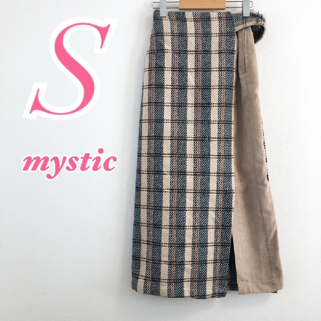 mystic(ミスティック)のミスティック　タイトスカート　S　ベージュ　ブラック　ブラウン　チェック　ポリ レディースのスカート(ロングスカート)の商品写真
