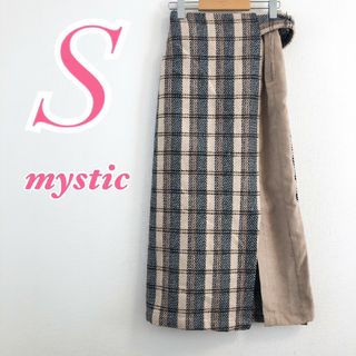 ミスティック(mystic)のミスティック　タイトスカート　S　ベージュ　ブラック　ブラウン　チェック　ポリ(ロングスカート)