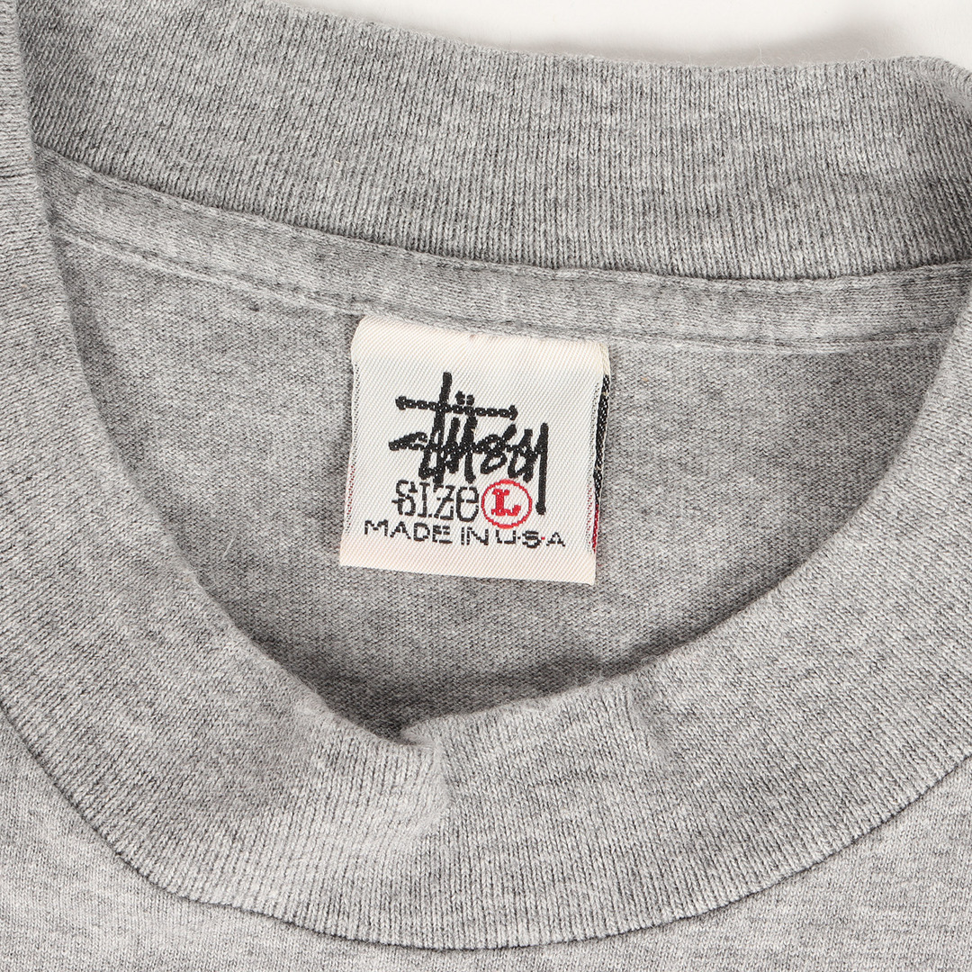 STUSSY(ステューシー)のSTUSSY ステューシー Tシャツ サイズ:L 90s OLD STUSSY 白タグ グラフィック クルーネック 半袖 Tシャツ USA製 ヘザーグレー 90年代 アーカイブ トップス カットソー【メンズ】【中古】 メンズのトップス(Tシャツ/カットソー(半袖/袖なし))の商品写真