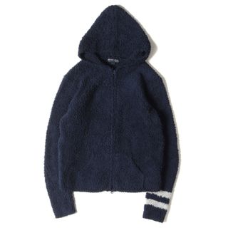 BAREFOOT DREAMS - 美品 BAREFOOT DREAMS ベアフットドリームス パーカー サイズ:S シャギー ボア パイル ダブルジップ パーカー Mens zip hoodie with stripe C594 COZY CHIC ポリマイクロファイバー ネイビー 紺 トップス フーディー【メンズ】【中古】