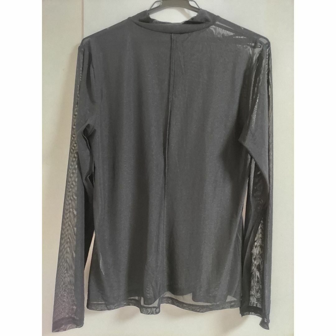GU(ジーユー)のGUシアーハイネックTシャツ長袖ブラックXL レディースのトップス(カットソー(長袖/七分))の商品写真