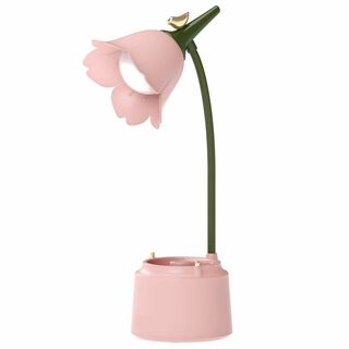 【色: ピンク】かわいいLEDデスクランプ かわいいデスクアクセサリー 花の鳥 (その他)
