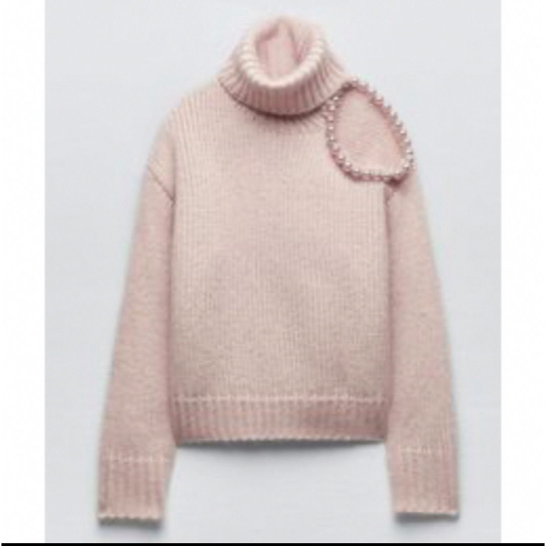 ZARA(ザラ)のZARA ニット ピンク パール レディースのトップス(ニット/セーター)の商品写真