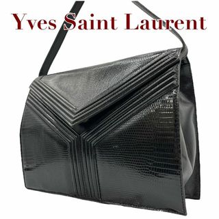 イヴサンローラン(Yves Saint Laurent)のイヴ　サンローラン　ショルダーバッグ　リザード　レザー　黒　ワンショルダーバッグ(ショルダーバッグ)