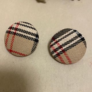 イヤリング　ピアス　チェック　ハンドメイド(イヤリング)