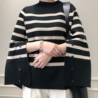 【美品】  HYKE / ハイク | 2021SS | C/N GANSEY SWEATER PONCHO ガンジー ニットポンチョ | F | オートミール | レディーストップス