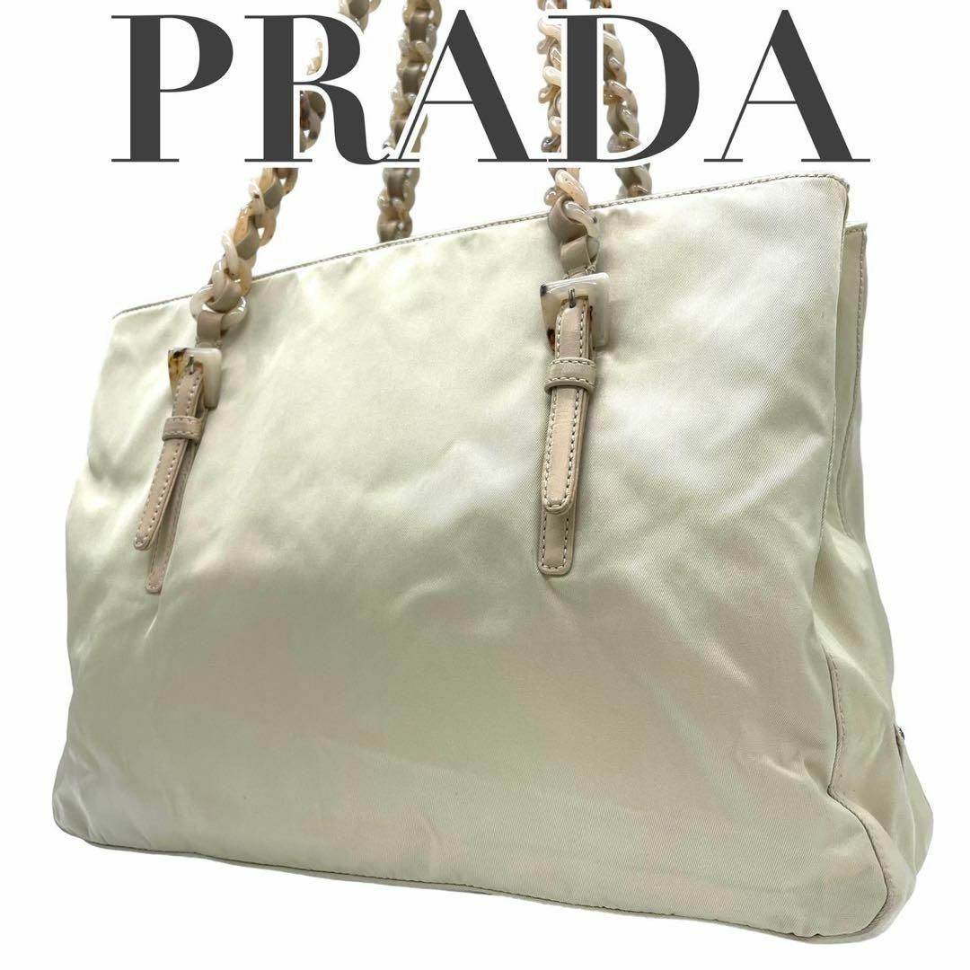 極美品✨PRADA プラダ　プラスチックチェーン　三角ロゴ　ワンショルダーバッグ