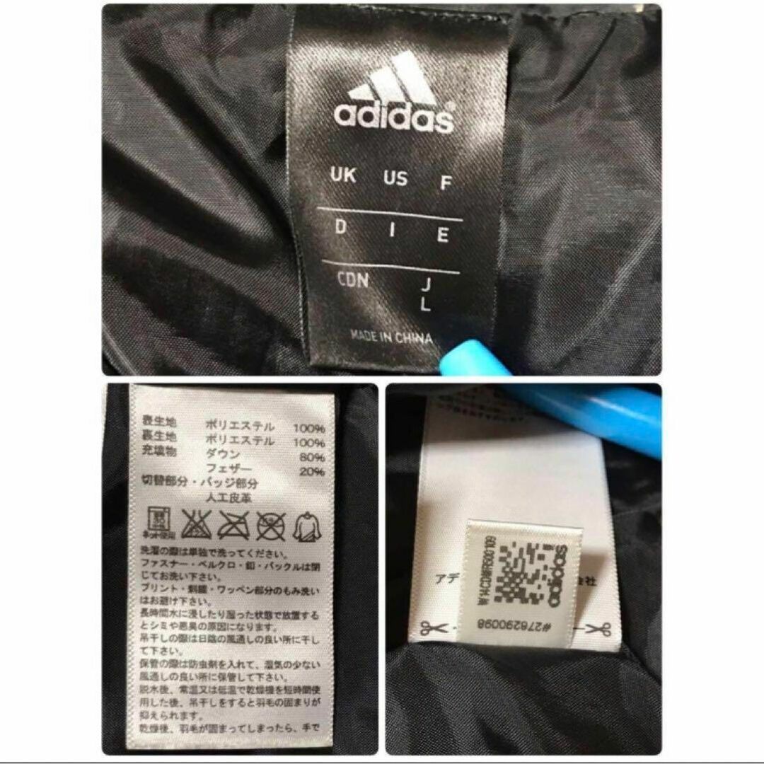 adidas(アディダス)の【人気定番】アディダス　ロゴ入りダウンジャケット　黒　フードあり　E1042R レディースのジャケット/アウター(ダウンジャケット)の商品写真