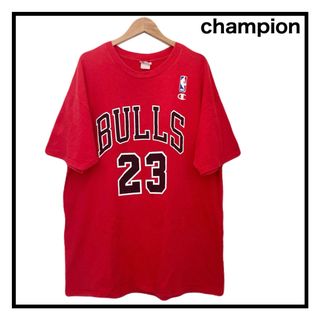 チャンピオン(Champion)のチャンピオン　NBA　BULLS　Tシャツ　半袖　ジョーダン　レッド　XL(Tシャツ/カットソー(半袖/袖なし))