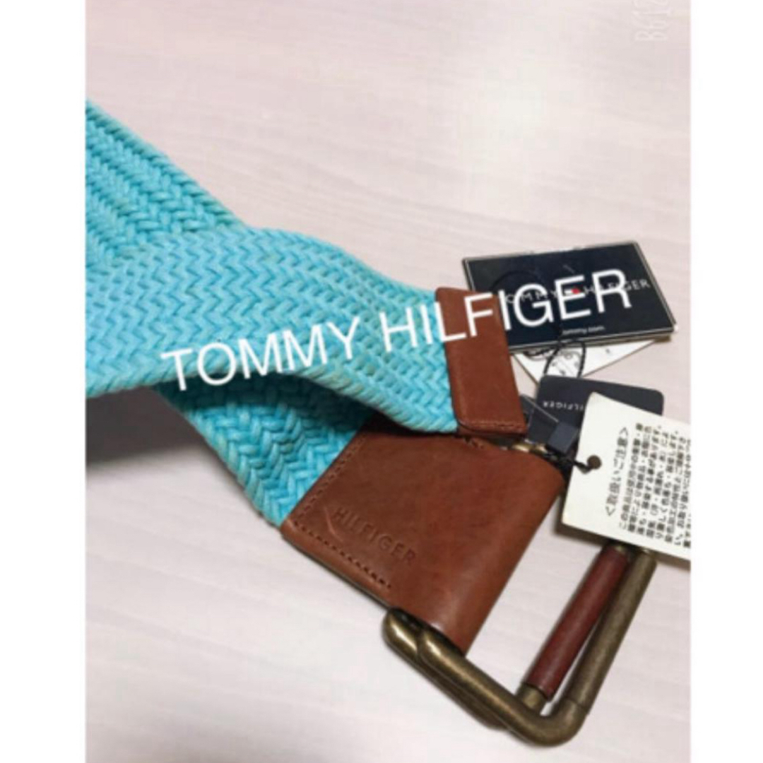 TOMMY HILFIGER(トミーヒルフィガー)のTOMMY HILFIGER❤︎牛革 水色ベルト 新品 レディースのファッション小物(ベルト)の商品写真