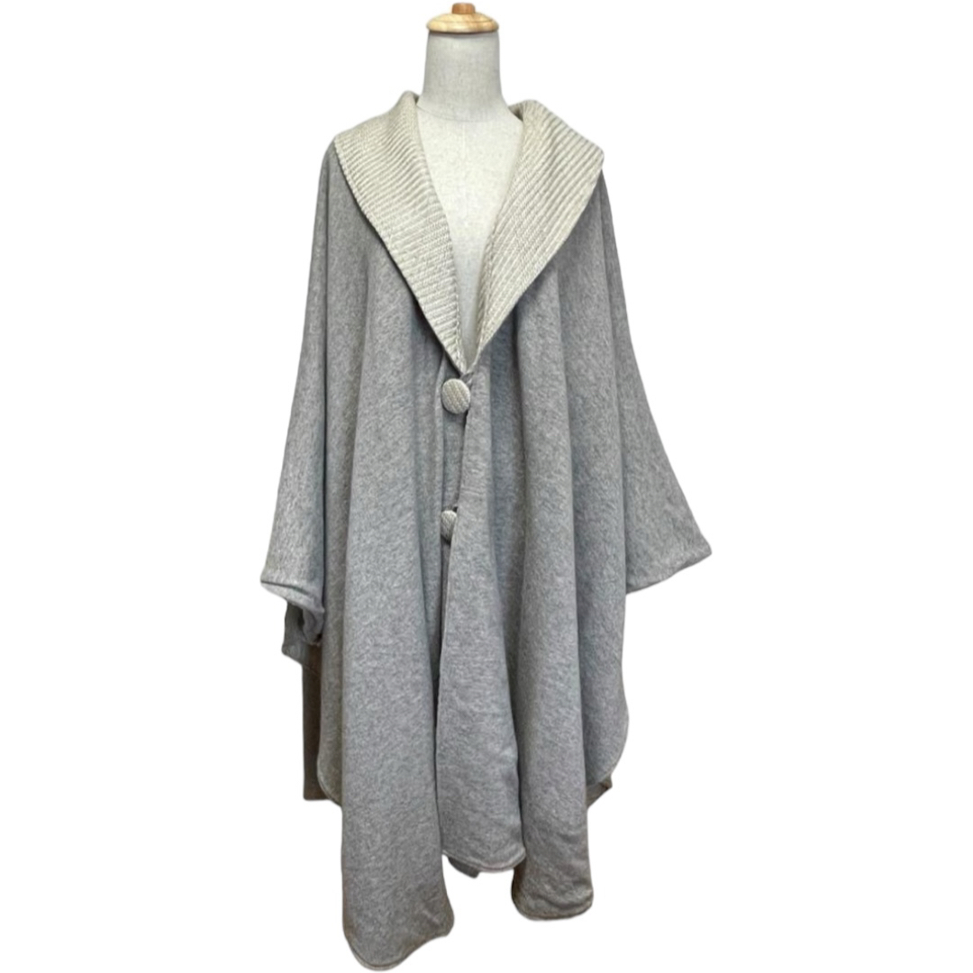 リバーシブル ポンチョ Fサイズ ニット コート フェミニン 羽織り レディースのジャケット/アウター(ポンチョ)の商品写真