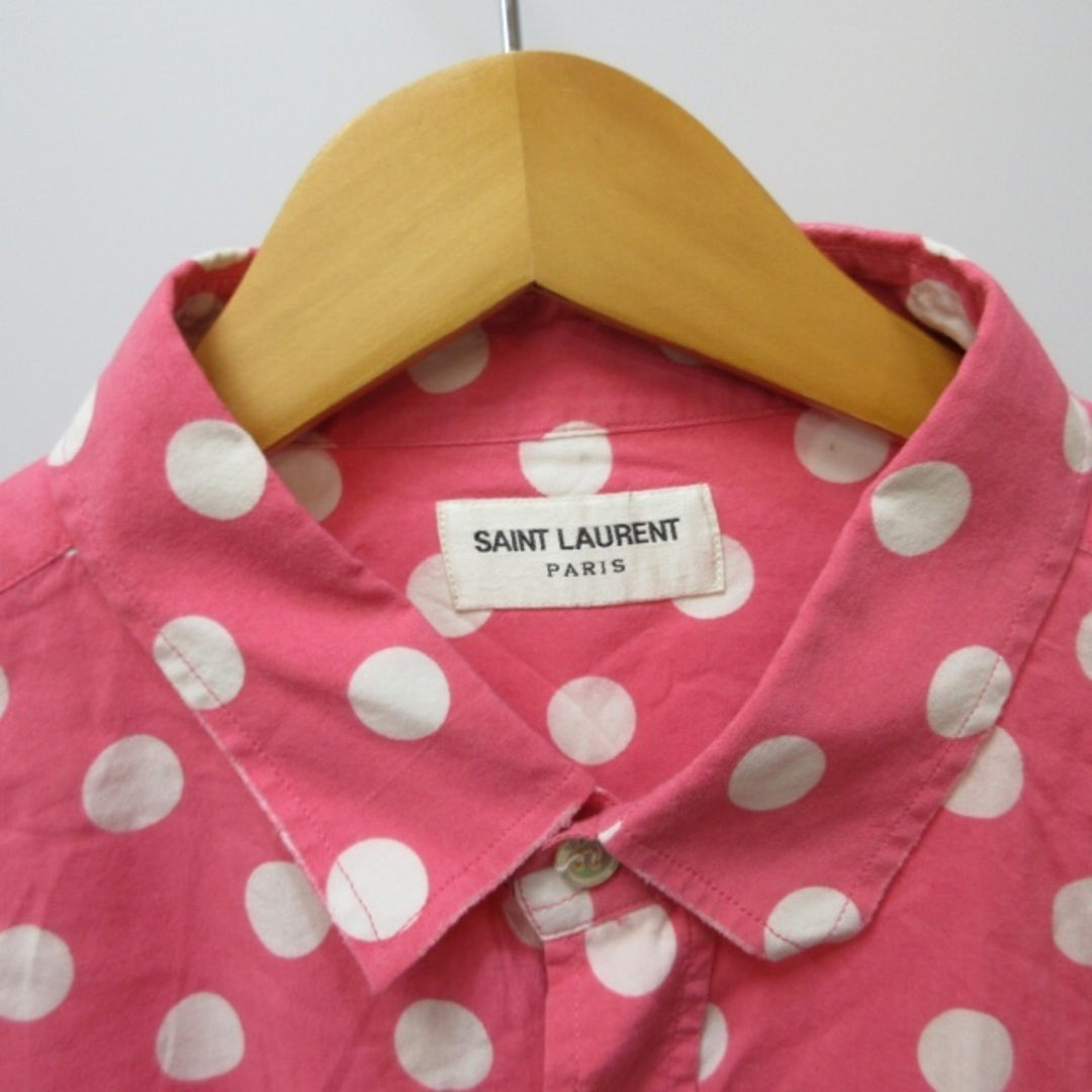 サンローランパリ エディ期 16SS ピンク ポルカドットシャツ 17 約XXL メンズのトップス(シャツ)の商品写真