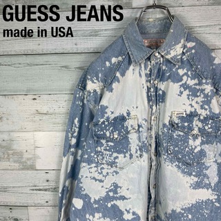 ゲス(GUESS)のゲスジーンズ USA製 古着 ブリーチ加工 長袖 デニム ウエスタンシャツ(シャツ)