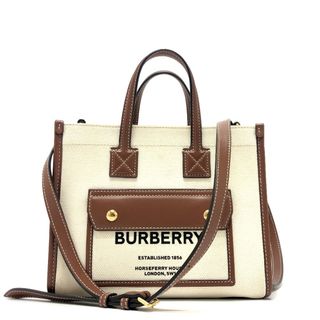 バーバリー(BURBERRY)のバーバリー BURBERRY ミニ フレヤ 80441431  ロゴ 2WAYバッグ ハンドバッグ キャンバス/レザー ベージュ(ハンドバッグ)