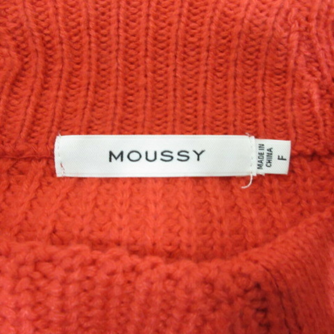 moussy(マウジー)のマウジー moussy モックネック ニット プルオーバー F 赤レッド 七分袖 レディースのトップス(ニット/セーター)の商品写真