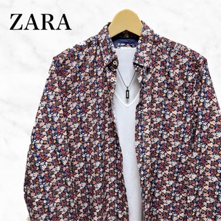 トップスZARA ひまわり 花柄 フローラル オープンカラーシャツ モロッコ製