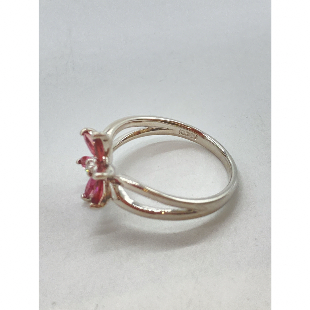 [新品同様]K18WGホワイトゴールド金天然トルマリンダイヤモンドリング指輪 レディースのアクセサリー(リング(指輪))の商品写真