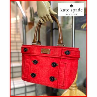 ケイトスペードニューヨーク(kate spade new york)の美ｲﾝﾊﾟｸﾄ♪朱色ﾒﾙﾄﾝX茶ﾚｻﾞｰ横ﾄｰﾄ☆【KateSpade】送料込(トートバッグ)