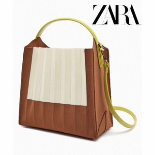 ザラ(ZARA)のZARA ファブリック バケットバッグ ブラウン(ショルダーバッグ)