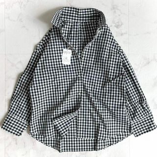 ノーリーズ(NOLLEY'S)の【新品】ノーリーズ パールボタンギンガムチェックシャツ 38 七分袖 白黒(シャツ/ブラウス(長袖/七分))