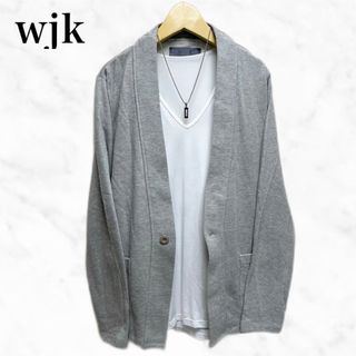 ダブルジェーケー(wjk)のwjk ノーカラージャケット　トップス　グレー　カーディガン　シンプル(カーディガン)