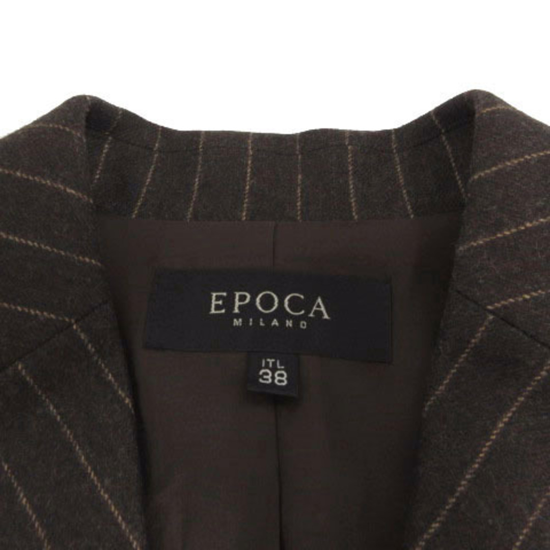 EPOCA(エポカ)のエポカ スーツ スカートスーツ 起毛 ウール混 ストライプ 焦茶 茶 38 レディースのフォーマル/ドレス(スーツ)の商品写真