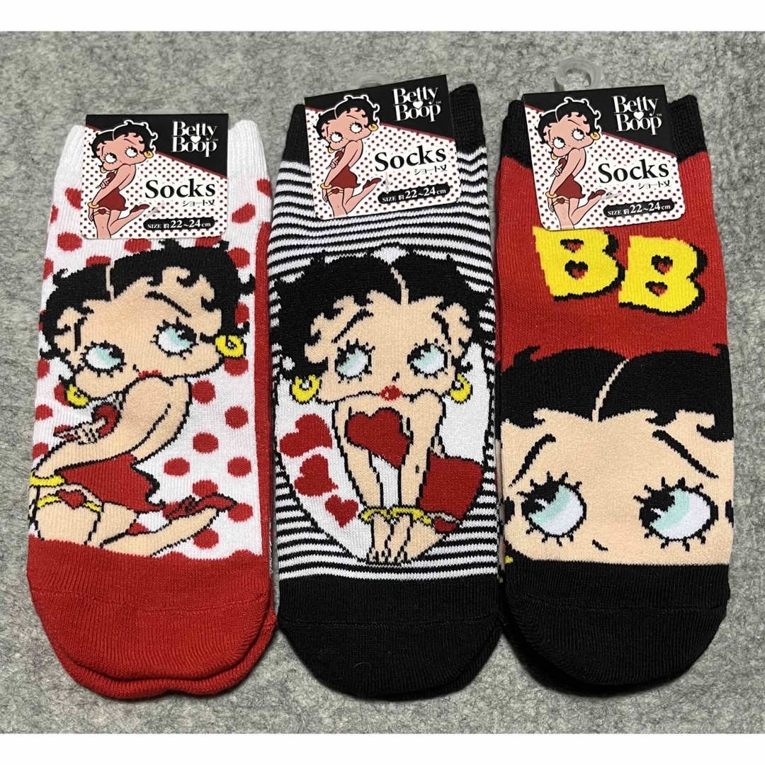 Betty Boop(ベティブープ)のベティちゃん 靴下 ソックス 3種 レディースのレッグウェア(ソックス)の商品写真