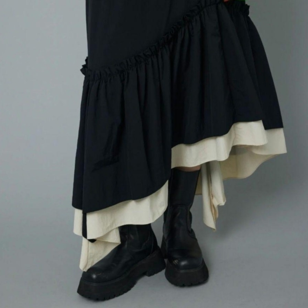 HeRIN.CYE(ヘリンドットサイ)のヘリンドットサイ HeRIN.CYE アシンメトリー ギャザー スカート レディースのスカート(ロングスカート)の商品写真