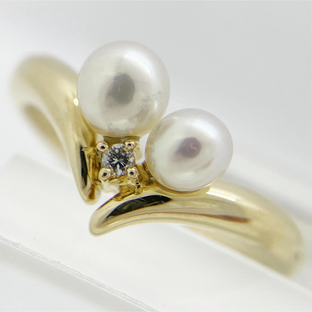 [新品同様]K18YG天然アコヤパール田崎真珠タサキイエローゴールド金リング指輪 レディースのアクセサリー(リング(指輪))の商品写真