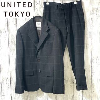 UNITED TOKYO - ユナイテッドトウキョウ カーキチェック柄セットアップスーツ ウール カシミヤ混