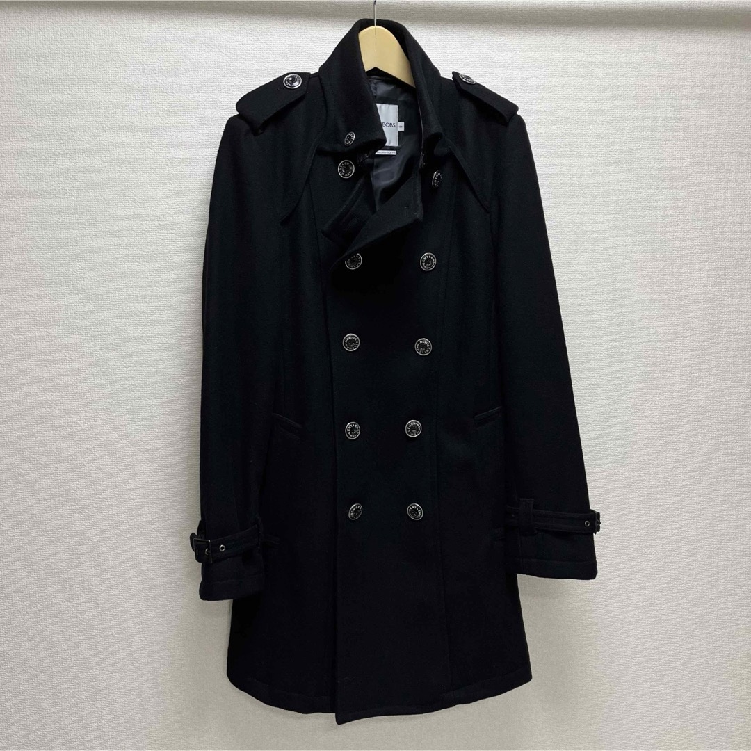 BUFFALO BOBS(バッファローボブス)のBUFFALO BOBS トレンチコート　黒　ブラック　ウールコート　高級感 メンズのジャケット/アウター(トレンチコート)の商品写真