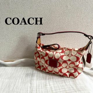 ほぼ未使用 COACH コーチ ハンドバッグ シグネチャー ワインレッドワインレッド