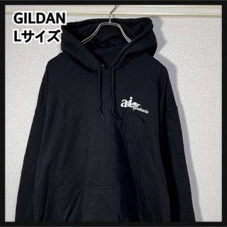 ギルタン(GILDAN)の【ギルダン】パーカー　ブラック　バックプリント　タイヤ　企業ロゴデカロゴ65(パーカー)