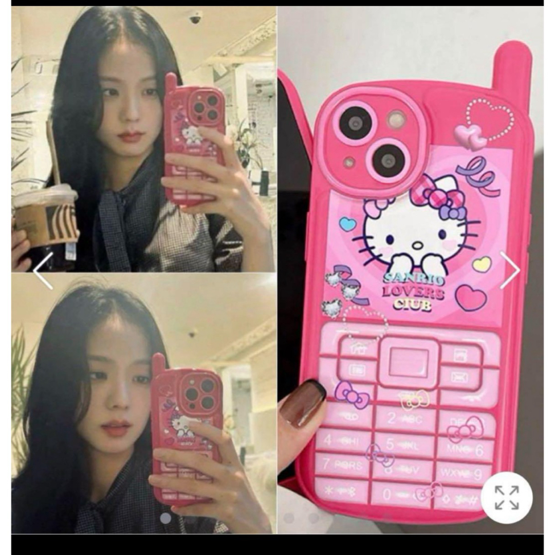 ハローキティ(ハローキティ)のBLACKPINK ジス愛用 キティちゃんiPhoneケース スマホ/家電/カメラのスマホアクセサリー(iPhoneケース)の商品写真