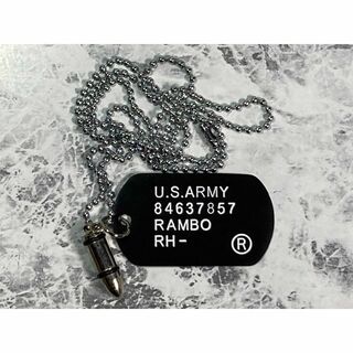 「ドッグタグ　RAMBO/ランボー　U.S.ARMY + 弾丸　ブラック」(その他)