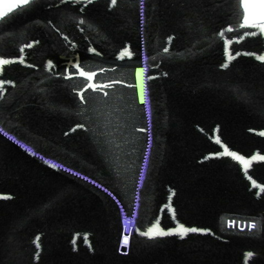 HUF - ハフ HUF シェルパフリースジャケット 1/4 ZIP 総柄 S ブラック