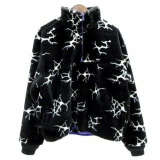 ハフ(HUF)のハフ HUF シェルパフリースジャケット 1/4 ZIP 総柄 S ブラック(ブルゾン)