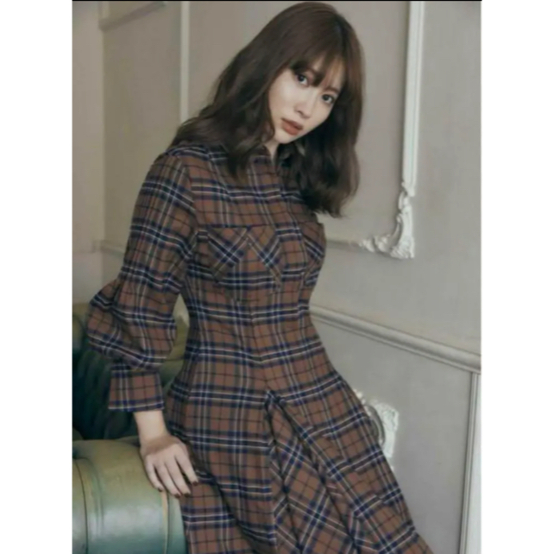 Her lip to(ハーリップトゥ)のハーリップトゥ Checkered Pleats LongShirt Dress レディースのワンピース(ロングワンピース/マキシワンピース)の商品写真