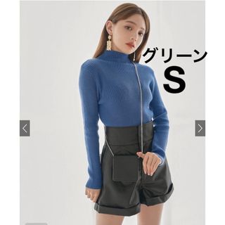 グレイル(GRL)のハイネックリブニットトップス　GRL グリーン　美品　S(ニット/セーター)