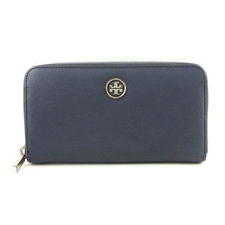 トリーバーチ(Tory Burch)のトリーバーチ ラウンドファスナー 長財布 ワンポイント ロゴ レザー ネイビー系(財布)