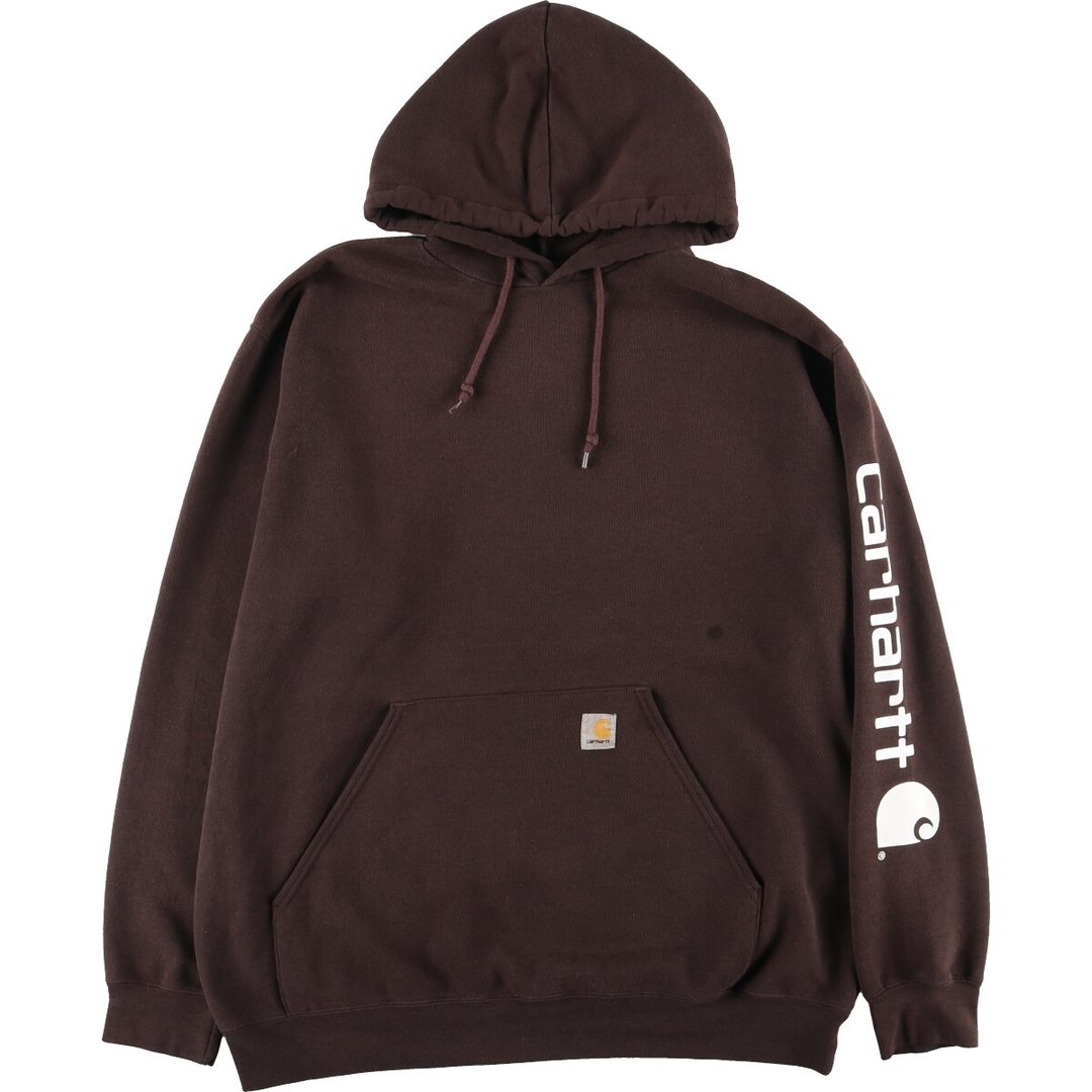 carhartt(カーハート)の古着 カーハート Carhartt 袖プリント スウェットプルオーバーパーカー メンズXL /eaa379257 メンズのトップス(スウェット)の商品写真