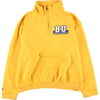 ジャンスポーツ(JANSPORT)の古着 ジャンスポーツ JANSPORT BETHEL UNIVERSITY アーデンヒルズ大学 両面パッチ ハーフジップスウェットシャツ トレーナー メンズL /eaa379787(スウェット)