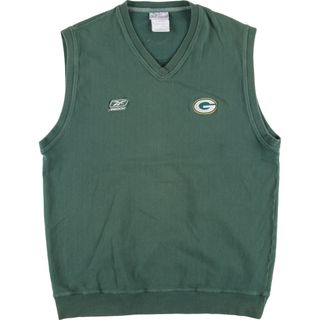 リーボック(Reebok)の古着 リーボック Reebok NFL GREEN BAY PACKERS グリーンベイパッカーズ Vネック スウェットベスト メンズXL /eaa412084(ベスト)