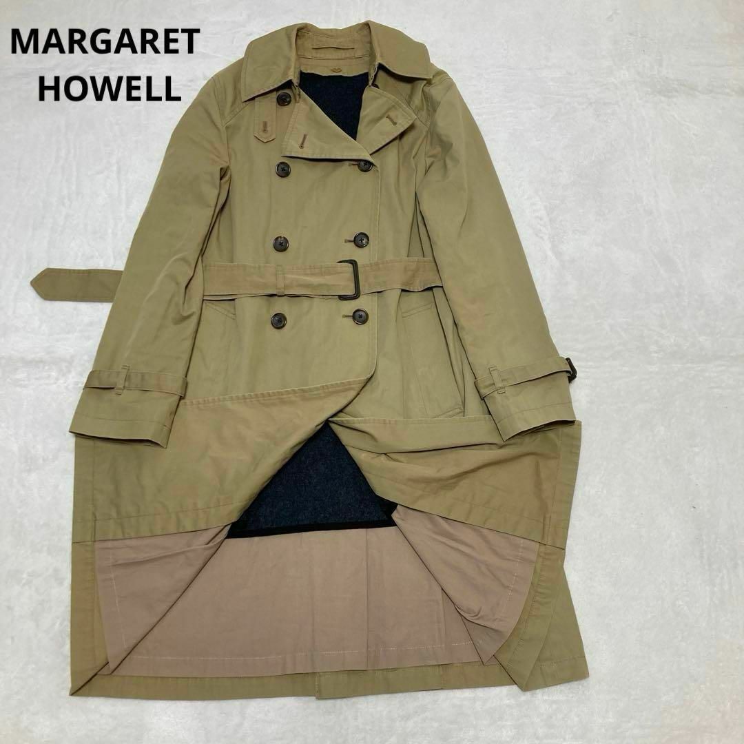 MARGARET HOWELL(マーガレットハウエル)のマーガレットハウエル　トレンチコート　ライナー脱着　ベルト　ベージュ　M相当 レディースのジャケット/アウター(トレンチコート)の商品写真