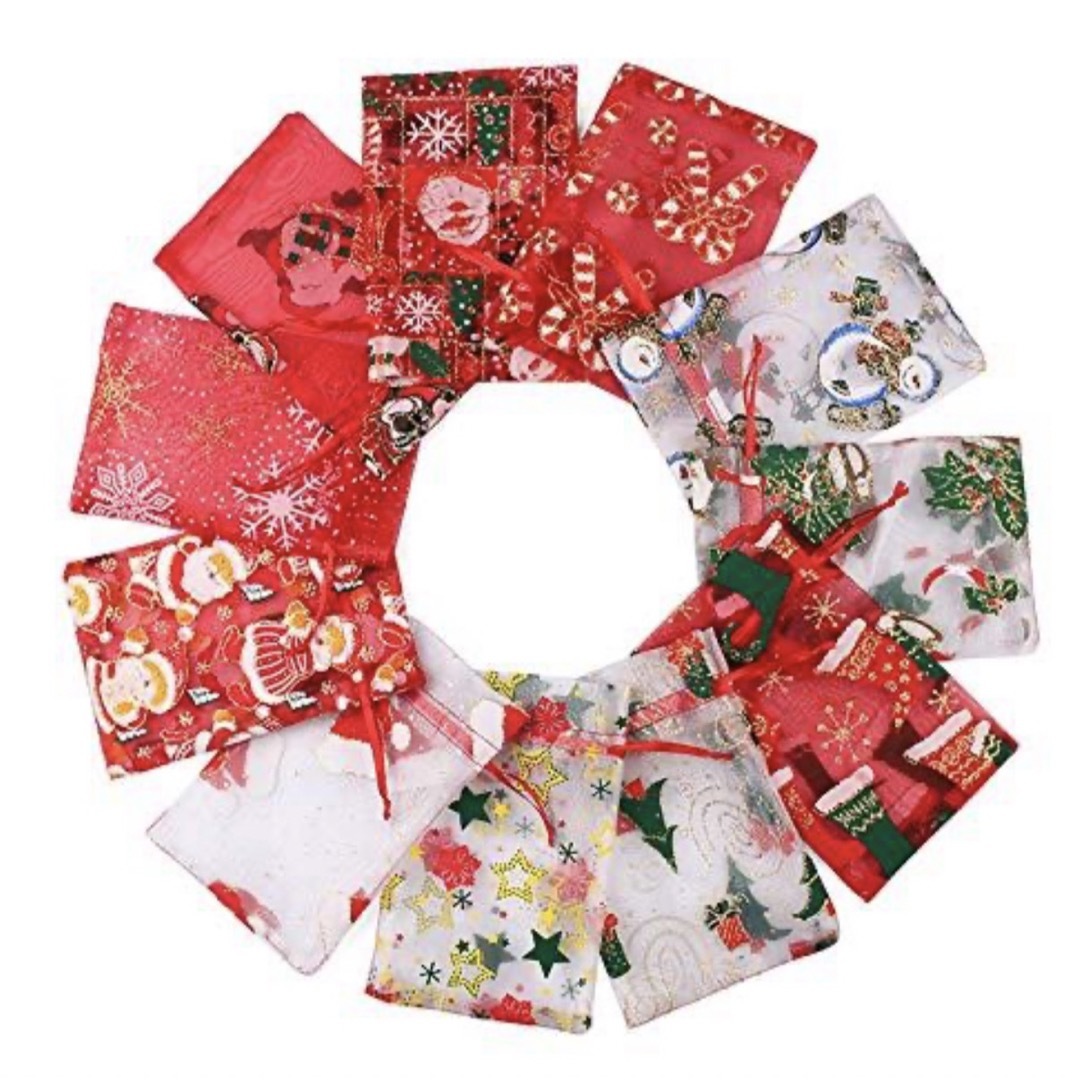 Takelablaze クリスマス ラッピング袋 巾着袋 11色 11枚 インテリア/住まい/日用品のオフィス用品(ラッピング/包装)の商品写真