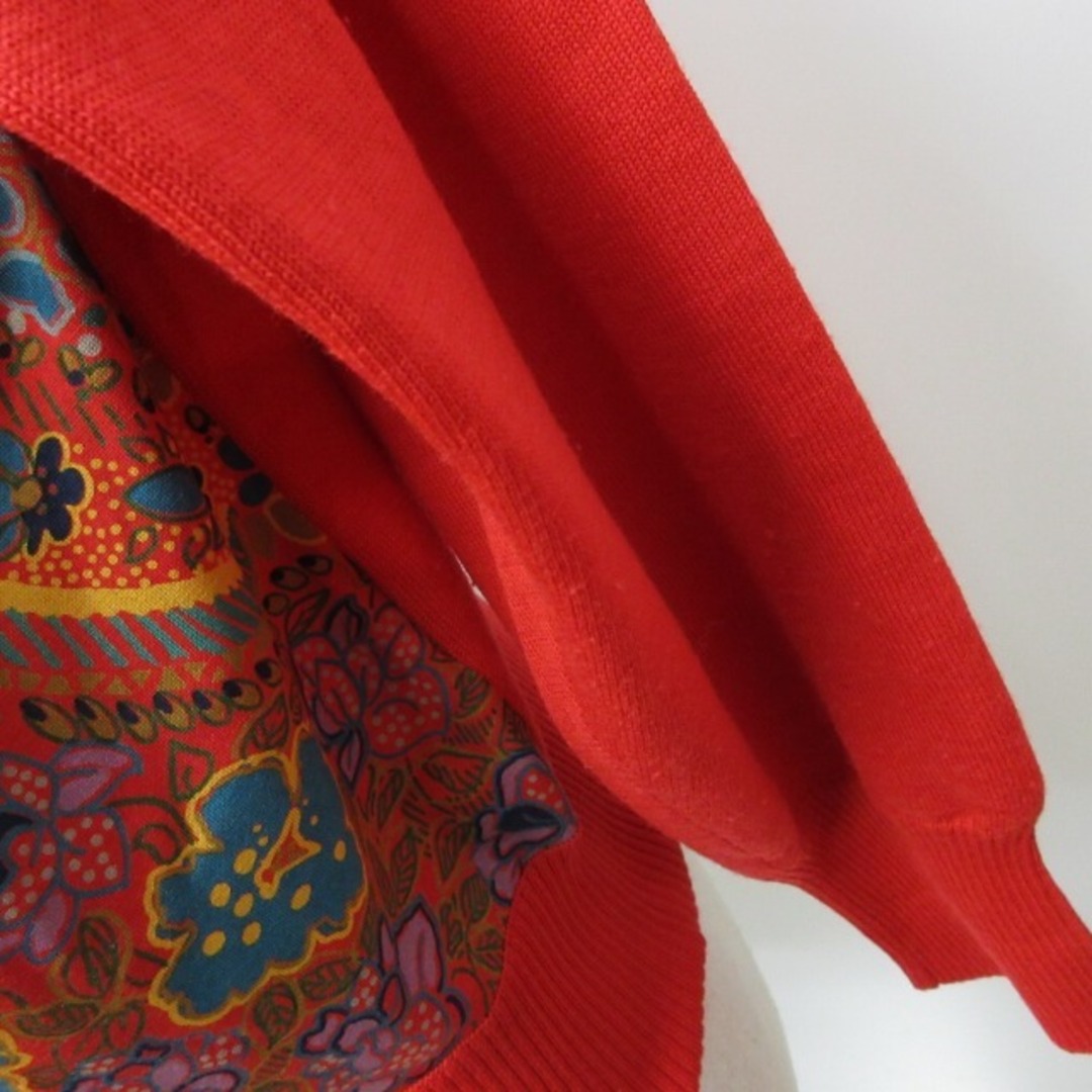 LEONARD(レオナール)のレオナール ヴィンテージ ウールニット セーター 総柄 長袖 赤 L IBO46 レディースのトップス(ニット/セーター)の商品写真