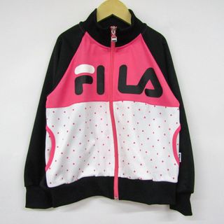 フィラ(FILA)のフィラ 長袖ジャージ ジップアップ スポーツウエア キッズ 女の子用 130サイズ ブラック×ピンク FILA(Tシャツ/カットソー)