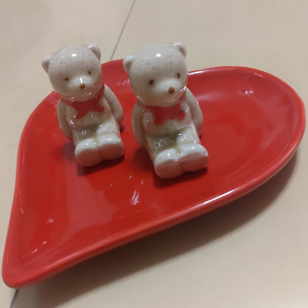 箸置き くまさん箸置き オブジェ ハートお皿 バレンタイン 箸置き くまさん箸置き オブジェ ハートお皿 バレンタイン