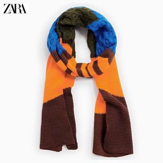 ザラ(ZARA)の【新品未使用タグ付品‼️】ZARA　パッチワークニットストール　"M/ミックス"(ストール)